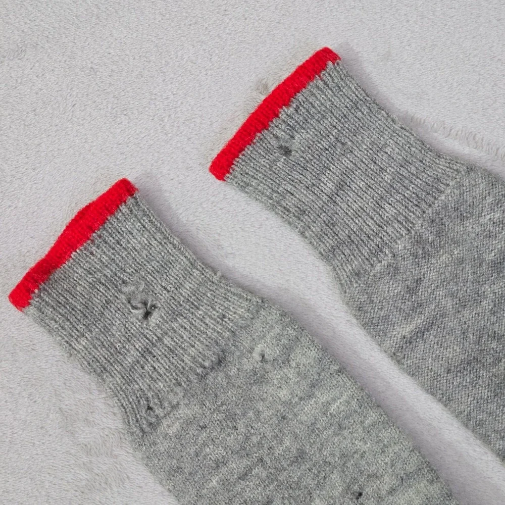 Hunting Boot Socks Mens Gray Red Trim Tall Length Vintage